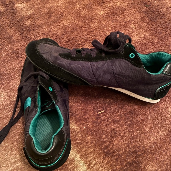Coach Black and Teal Sole Sneakers - Picture 5 of 8
